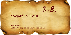 Korpás Erik névjegykártya