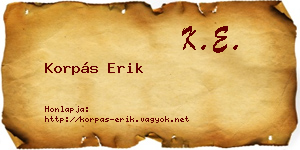 Korpás Erik névjegykártya